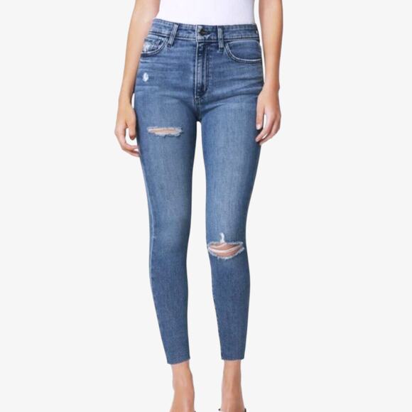 Joe's Jeans Women's The Charlie High-Rise Skinny Crop Size 24 Distressed Raw Hem - Picture 1 of 11